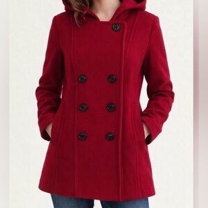 Croft & Barrow Pea Coat Red Size Small